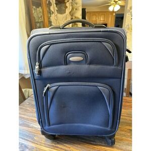 Samsonite Navy Blue Softshell Spinner 4 Wheels Carry On Luggage Suitcase 21x15x9